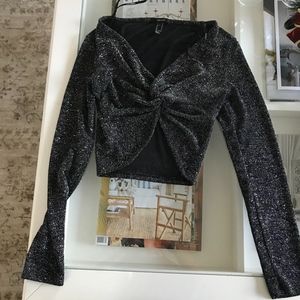 Black glitter detailed blouse
